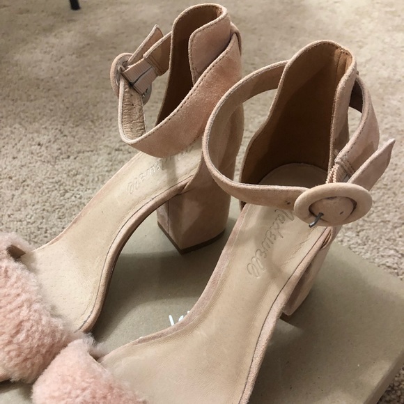 NIB Madewell Shearling/Suede Block Heel Sandal - Picture 7 of 8